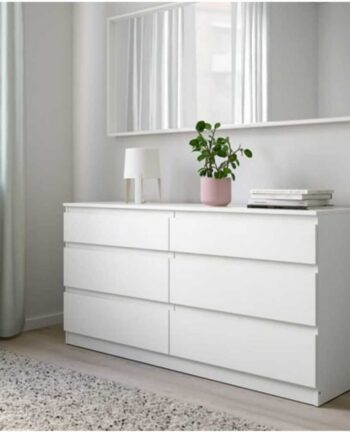 KULLEN Chest of 6 drawers, white, 140x72cm